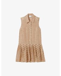 Claudie Pierlot - Graphic-Print Button-Down Sleeveless Woven Mini Dress - Lyst