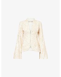 GRACE FAENA - Leopard Bead-Embellished Cotton Blazer - Lyst