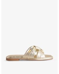 Ted Baker - Ashiyu Knotted Metallic-leather Sandals - Lyst
