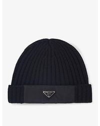 Prada - Re-Nylon Trimmed Beanie Hat - Lyst