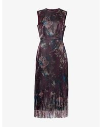 Erdem - Floral-Print Fringed Cotton-Blend Midi Dress - Lyst