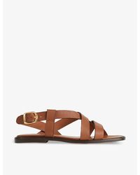 LK Bennett - Telma -strap Flat Leather Sandals - Lyst