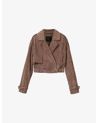 AllSaints - Ophelia Dropped-Shoulder Belted-Waist Suede Jacket - Lyst