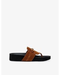 Sandro - Buckle-Embellished Toe-Post Suede Sandals - Lyst