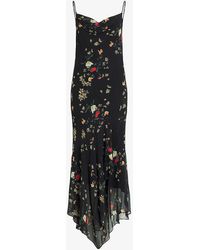 AllSaints - Charlotte Kora Floral-print Woven Midi Dress - Lyst