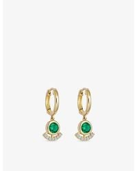 Astley Clarke - Icon 14Ct- Emerald And 0.055Ct Lab-Grown Diamond Drop Huggies - Lyst