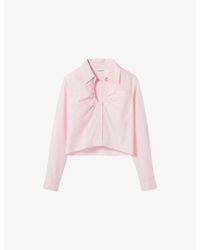 Claudie Pierlot - Cropped V-Neck Cotton Shirt - Lyst