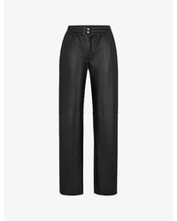 HUGO - High-Rise Elasticated-Waist Faux-Leather Trousers - Lyst