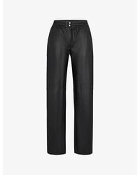 HUGO - High-Rise Elasticated-Waist Faux-Leather Trousers - Lyst