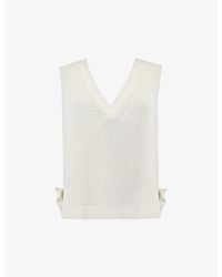 Ro&zo - Side-tie V-neck Cotton-knit Top - Lyst