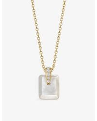 Astley Clarke - Deco 18Ct-Plated Sterling- Mother-Of-Pearl And Sapphire Pendant Necklace - Lyst