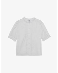 Reiss - Aurelia Puff-Sleeve Cotton Top - Lyst