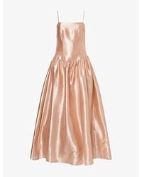 Amy Lynn - Drop-Waist Metallic Satin-Crepe Maxi Dress - Lyst