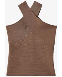 Reiss - Darla Cross-neck Stretch-knit Top - Lyst