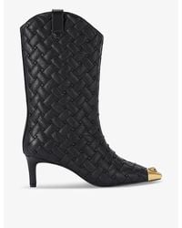 Kurt Geiger - Regent Crystal-Embellished Heeled Quilted-Leather Calf Boots - Lyst