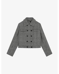 The Kooples - Checked Double-Breasted Wool-Blend Jacket - Lyst