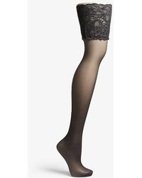 Falke Seidenglatt 15 Stay-ups - Black