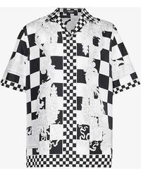 Versace - Contrast Medusa Checked Relaxed-fit Silk Shirt - Lyst