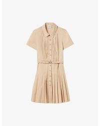 Claudie Pierlot - Pleated Short-Sleeve Cotton Mini Dress - Lyst