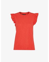 Whistles - Frilled Cap-sleeved Cotton T-shirt - Lyst