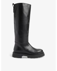 Whistles - Maceo Lug-Sole Leather Knee-High Boots - Lyst