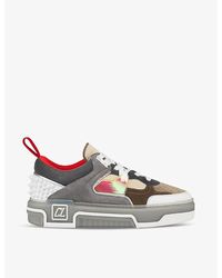 Christian Louboutin - Astroloubi Donna Panelled Leather And Suede Low-top Trainers - Lyst