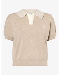 The Couture Club - Short-Sleeve Knitted Polo Top - Lyst