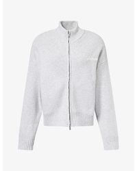 ADANOLA - Funnel-Neck Zip-Up Cotton-Knit Jumper - Lyst