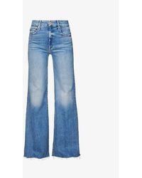 Mother - The Roller Flared-leg Frayed-hem Organic-cotton Jeans - Lyst