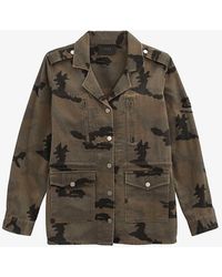 IKKS - Camouflage-patterned Badge-embellished Regular-fit Denim Jacket X - Lyst