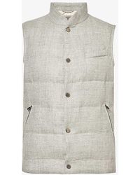 Corneliani - Stand-collar Padded Wool And Linen-blend Gilet - Lyst