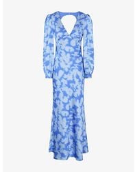 OMNES - Francoise V-Neck Floral-Print Satin Maxi Dress - Lyst