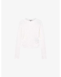 AllSaints - West Ruched Long-Sleeve Stretch-Cotton Top - Lyst