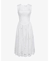 House Of Cb - Safira Broderie-Anglaise Cotton Midi Dress - Lyst