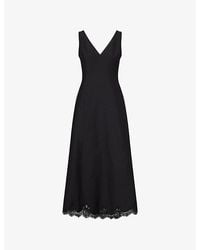 Valentino - Lace-Trim Wool And Silk-Blend Midi Dress - Lyst