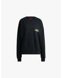 HUGO - Branded-Print Relaxed-Fit Cotton-Jersey Sweatshirt - Lyst