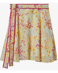Reiss - Lyla Floral-print High-rise Woven Mini Skirt - Lyst