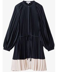 Reiss - Gabby Relaxed-fit Pleated Woven Mini Dress - Lyst