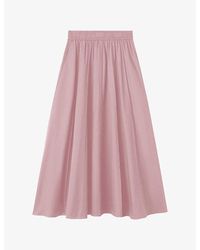 JOSEPH - Manar Elasticated-Waist Cotton-Sateen Midi Skirt - Lyst
