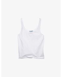 Prada - Scoop Neck Cotton Jersey Tank Top - Lyst