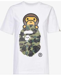 A Bathing Ape - Branded-print Short-sleeved Cotton-jersey T-shirt - Lyst