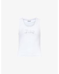 Juicy Couture - Embellished-Logo Cotton-Rib Racer Vest - Lyst