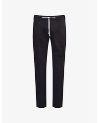 Eleventy - Drawstring Tapered-Leg Stretch-Cotton And Cashmere Trousers - Lyst