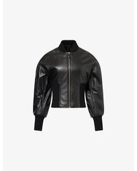 Alaïa - Cinched Leather Bomber Jacket - Lyst