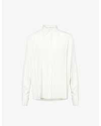 Another Tomorrow - Convertible Long-sleeve Silk Shirt - Lyst