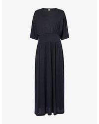 TOTEME - Short-Sleeve Slip-Pocket Cotton-And-Silk Midi Dress - Lyst