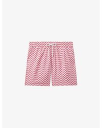 Reiss - Cable Zig-zag Regular-fit Stretch Recycled-polyester Swim Shorts - Lyst