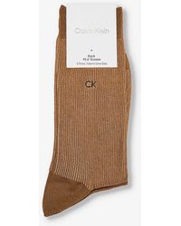 Calvin Klein - Shadow Ribbed Cotton-blend Knitted Socks Pack Of Two - Lyst