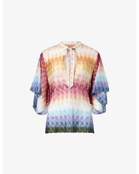 Missoni - V-Neck Raschel-Lace Lamé-Knit Blouse - Lyst