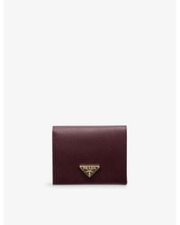 Prada - Logo-Plaque Leather Bifold Wallet - Lyst
